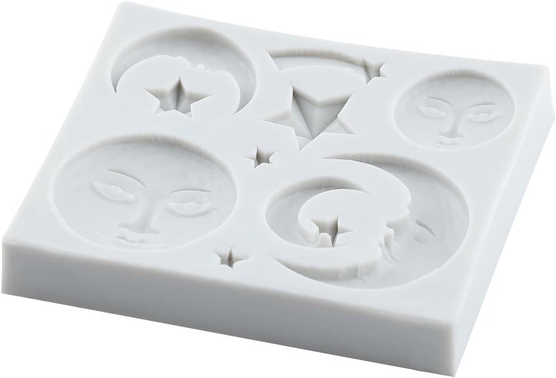 TAOXIBEI Star Sun Moon Face Silicone Mold Sun Face Polymer Clay Molds for DIY Crafts Air Dry Plaster Polymer Clay Epoxy Resin Casting Jewelry Making - Image 3